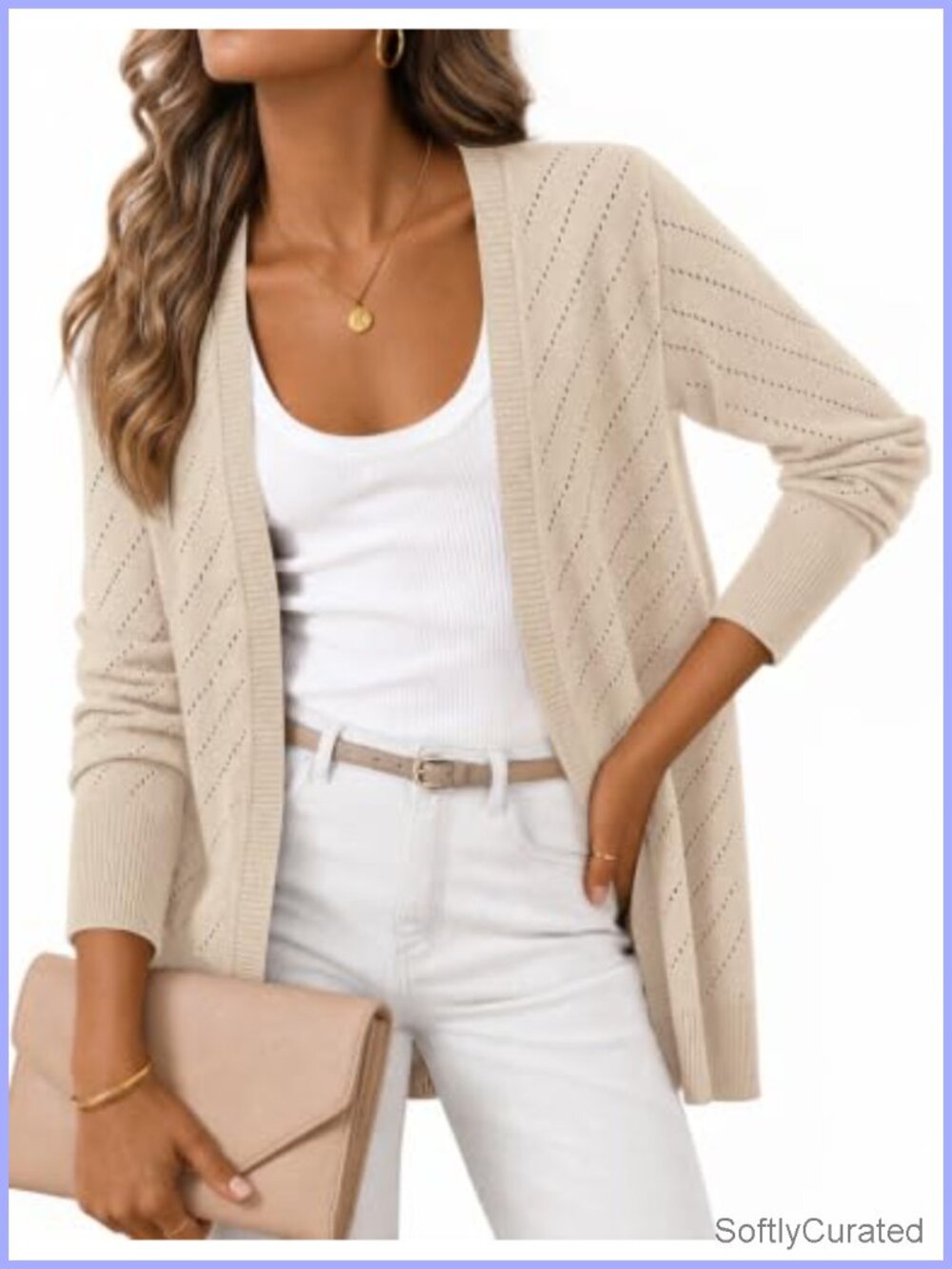 Women's Crochet Lightweight Open Front Cardigan Sweater Boho Fall